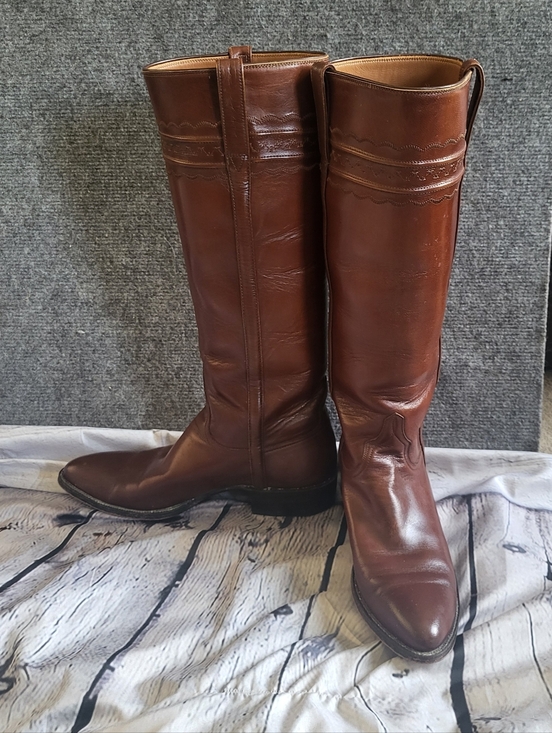 Lucchese Shoes - Lucchese Vintage Tall Brown Leather Riding Boots. 7.5b